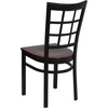 image:imageFlash Furniture Hercules Series Window Back Metal Restaurant Chair Modern Upholstered Armless Dining Chair for Restaurants and Kitchens BlackMahogany Wood SeatBlack Metal Frame
