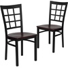 image:imageFlash Furniture Hercules Series Window Back Metal Restaurant Chair Modern Upholstered Armless Dining Chair for Restaurants and Kitchens BlackMahogany Wood SeatBlack Metal Frame