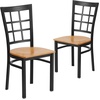 image:imageFlash Furniture Hercules Series Window Back Metal Restaurant Chair Modern Upholstered Armless Dining Chair for Restaurants and Kitchens BlackNatural Wood SeatBlack Metal Frame