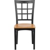image:imageFlash Furniture Hercules Series Window Back Metal Restaurant Chair Modern Upholstered Armless Dining Chair for Restaurants and Kitchens BlackNatural Wood SeatBlack Metal Frame