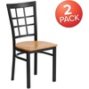 image:imageFlash Furniture Hercules Series Window Back Metal Restaurant Chair Modern Upholstered Armless Dining Chair for Restaurants and Kitchens BlackNatural Wood SeatBlack Metal Frame