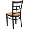image:imageFlash Furniture Hercules Series Window Back Metal Restaurant Chair Modern Upholstered Armless Dining Chair for Restaurants and Kitchens BlackNatural Wood SeatBlack Metal Frame