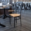 image:imageFlash Furniture Hercules Series Window Back Metal Restaurant Chair Modern Upholstered Armless Dining Chair for Restaurants and Kitchens BlackNatural Wood SeatBlack Metal Frame