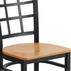 image:imageFlash Furniture Hercules Series Window Back Metal Restaurant Chair Modern Upholstered Armless Dining Chair for Restaurants and Kitchens BlackNatural Wood SeatBlack Metal Frame