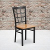 image:imageFlash Furniture Hercules Series Window Back Metal Restaurant Chair Modern Upholstered Armless Dining Chair for Restaurants and Kitchens BlackNatural Wood SeatBlack Metal Frame