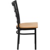 image:imageFlash Furniture Hercules Series Window Back Metal Restaurant Chair Modern Upholstered Armless Dining Chair for Restaurants and Kitchens BlackNatural Wood SeatBlack Metal Frame