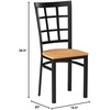 image:imageFlash Furniture Hercules Series Window Back Metal Restaurant Chair Modern Upholstered Armless Dining Chair for Restaurants and Kitchens BlackNatural Wood SeatBlack Metal Frame