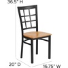 image:imageFlash Furniture Hercules Series Window Back Metal Restaurant Chair Modern Upholstered Armless Dining Chair for Restaurants and Kitchens BlackNatural Wood SeatBlack Metal Frame