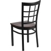 image:imageFlash Furniture Hercules Series Window Back Metal Restaurant Chair Modern Upholstered Armless Dining Chair for Restaurants and Kitchens BlackWalnut Wood SeatBlack Metal Frame