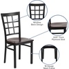 image:imageFlash Furniture Hercules Series Window Back Metal Restaurant Chair Modern Upholstered Armless Dining Chair for Restaurants and Kitchens BlackWalnut Wood SeatBlack Metal Frame