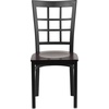 image:imageFlash Furniture Hercules Series Window Back Metal Restaurant Chair Modern Upholstered Armless Dining Chair for Restaurants and Kitchens BlackWalnut Wood SeatBlack Metal Frame