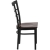 image:imageFlash Furniture Hercules Series Window Back Metal Restaurant Chair Modern Upholstered Armless Dining Chair for Restaurants and Kitchens BlackWalnut Wood SeatBlack Metal Frame