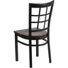 image:imageFlash Furniture Hercules Series Window Back Metal Restaurant Chair Modern Upholstered Armless Dining Chair for Restaurants and Kitchens BlackWalnut Wood SeatBlack Metal Frame