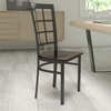 image:imageFlash Furniture Hercules Series Window Back Metal Restaurant Chair Modern Upholstered Armless Dining Chair for Restaurants and Kitchens BlackWalnut Wood SeatBlack Metal Frame
