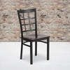 image:imageFlash Furniture Hercules Series Window Back Metal Restaurant Chair Modern Upholstered Armless Dining Chair for Restaurants and Kitchens BlackWalnut Wood SeatBlack Metal Frame