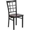 image:imageFlash Furniture Hercules Series Window Back Metal Restaurant Chair Modern Upholstered Armless Dining Chair for Restaurants and Kitchens BlackWalnut Wood SeatBlack Metal Frame