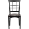 image:imageFlash Furniture Hercules Series Window Back Metal Restaurant Chair Modern Upholstered Armless Dining Chair for Restaurants and Kitchens BlackWalnut Wood SeatBlack Metal Frame