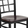 image:imageFlash Furniture Hercules Series Window Back Metal Restaurant Chair Modern Upholstered Armless Dining Chair for Restaurants and Kitchens BlackWalnut Wood SeatBlack Metal Frame