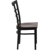 image:imageFlash Furniture Hercules Series Window Back Metal Restaurant Chair Modern Upholstered Armless Dining Chair for Restaurants and Kitchens BlackWalnut Wood SeatBlack Metal Frame