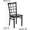 image:imageFlash Furniture Hercules Series Window Back Metal Restaurant Chair Modern Upholstered Armless Dining Chair for Restaurants and Kitchens BlackWalnut Wood SeatBlack Metal Frame