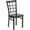 image:imageFlash Furniture Hercules Series Window Back Metal Restaurant Chair Modern Upholstered Armless Dining Chair for Restaurants and Kitchens BlackWalnut Wood SeatBlack Metal Frame