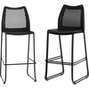 image:imageFlash Furniture Hercules Stacking Bar Height Stool with Vented Backrest and Black Powder Coated Steel Sled Base with Integrated Footrest Commercial Portable Stool Set of 3 BlackBlack PlasticBlack Frame