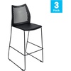 image:imageFlash Furniture Hercules Stacking Bar Height Stool with Vented Backrest and Black Powder Coated Steel Sled Base with Integrated Footrest Commercial Portable Stool Set of 3 BlackBlack PlasticBlack Frame