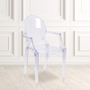 image:imageFlash Furniture IndoorOutdoor Ghost Accent and Dining Chair with Curved Arms and Contoured Seat Stackable Restaurant Chair Transparent CrystalPack of 4