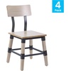 image:imageFlash Furniture Jackson Commercial Industrial Wood Dining Chair Solid Beechwood Frame Support Bar Set of 2 BlackAntique White