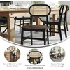 image:imageFlash Furniture Jacob Cane Rattan Dining Chairs Solid Wood Frame amp Seat Oval Breathable Backrest Commercial Grade Pack of 2 NaturalBlackBlack