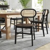 image:imageFlash Furniture Jacob Cane Rattan Dining Chairs Solid Wood Frame amp Seat Oval Breathable Backrest Commercial Grade Pack of 2 NaturalBlackBlack