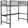 image:imageFlash Furniture Jake Loft Bed Frame with Desk  Twin Size  Black Metal Frame  250 lbs Static Weight Capacity  Protective Guard Rails  Assembles in 1 Hour or LessBlack