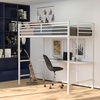 image:imageFlash Furniture Jake Loft Bed Frame with Desk  Twin Size  Black Metal Frame  250 lbs Static Weight Capacity  Protective Guard Rails  Assembles in 1 Hour or LessWhite