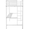 image:imageFlash Furniture Jake Loft Bed Frame with Desk  Twin Size  Black Metal Frame  250 lbs Static Weight Capacity  Protective Guard Rails  Assembles in 1 Hour or LessWhite