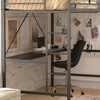 image:imageFlash Furniture Jake Loft Bed Frame with Desk  Twin Size  Black Metal Frame  250 lbs Static Weight Capacity  Protective Guard Rails  Assembles in 1 Hour or LessBlack