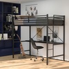 image:imageFlash Furniture Jake Loft Bed Frame with Desk  Twin Size  Black Metal Frame  250 lbs Static Weight Capacity  Protective Guard Rails  Assembles in 1 Hour or LessBlack