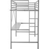 image:imageFlash Furniture Jake Loft Bed Frame with Desk  Twin Size  Black Metal Frame  250 lbs Static Weight Capacity  Protective Guard Rails  Assembles in 1 Hour or LessGrey