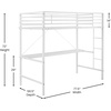 image:imageFlash Furniture Jake Loft Bed Frame with Desk  Twin Size  Black Metal Frame  250 lbs Static Weight Capacity  Protective Guard Rails  Assembles in 1 Hour or LessWhite