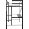 image:imageFlash Furniture Jake Loft Bed Frame with Desk  Twin Size  Black Metal Frame  250 lbs Static Weight Capacity  Protective Guard Rails  Assembles in 1 Hour or LessBlack