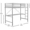 image:imageFlash Furniture Jake Loft Bed Frame with Desk  Twin Size  Black Metal Frame  250 lbs Static Weight Capacity  Protective Guard Rails  Assembles in 1 Hour or LessGrey