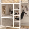 image:imageFlash Furniture Jake Loft Bed Frame with Desk  Twin Size  Black Metal Frame  250 lbs Static Weight Capacity  Protective Guard Rails  Assembles in 1 Hour or LessWhite