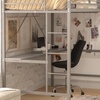 image:imageFlash Furniture Jake Loft Bed Frame with Desk  Twin Size  Black Metal Frame  250 lbs Static Weight Capacity  Protective Guard Rails  Assembles in 1 Hour or LessGrey