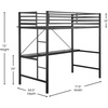 image:imageFlash Furniture Jake Loft Bed Frame with Desk  Twin Size  Black Metal Frame  250 lbs Static Weight Capacity  Protective Guard Rails  Assembles in 1 Hour or LessBlack