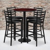 image:imageFlash Furniture Jamie 30 Round Mahogany Laminate Table Set with Round Base and 4 Ladder Back Metal Barstools  Black Vinyl SeatMahogany TopBlack Vinyl Seat