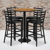 image:imageFlash Furniture Jamie 30 Round Mahogany Laminate Table Set with Round Base and 4 Ladder Back Metal Barstools  Black Vinyl SeatNatural TopBlack Vinyl Seat
