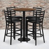 image:imageFlash Furniture Jamie 30 Round Mahogany Laminate Table Set with Round Base and 4 Ladder Back Metal Barstools  Black Vinyl SeatWalnut TopBlack Vinyl Seat