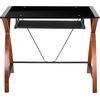 image:imageFlash Furniture Jude Tempered Glass Computer Desk with PullOut Keyboard Tray and Crisscross Frame Small Computer Desk for Home Office CherryClearBlack