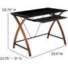 image:imageFlash Furniture Jude Tempered Glass Computer Desk with PullOut Keyboard Tray and Crisscross Frame Small Computer Desk for Home Office CherryClearBlack