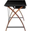 image:imageFlash Furniture Jude Tempered Glass Computer Desk with PullOut Keyboard Tray and Crisscross Frame Small Computer Desk for Home Office CherryClearBlack