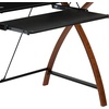 image:imageFlash Furniture Jude Tempered Glass Computer Desk with PullOut Keyboard Tray and Crisscross Frame Small Computer Desk for Home Office CherryClearBlack
